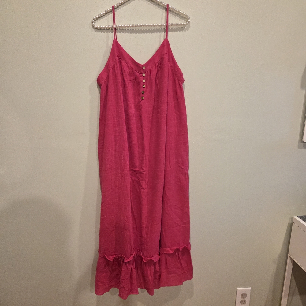 100% Cotton Pink Maxi Dress